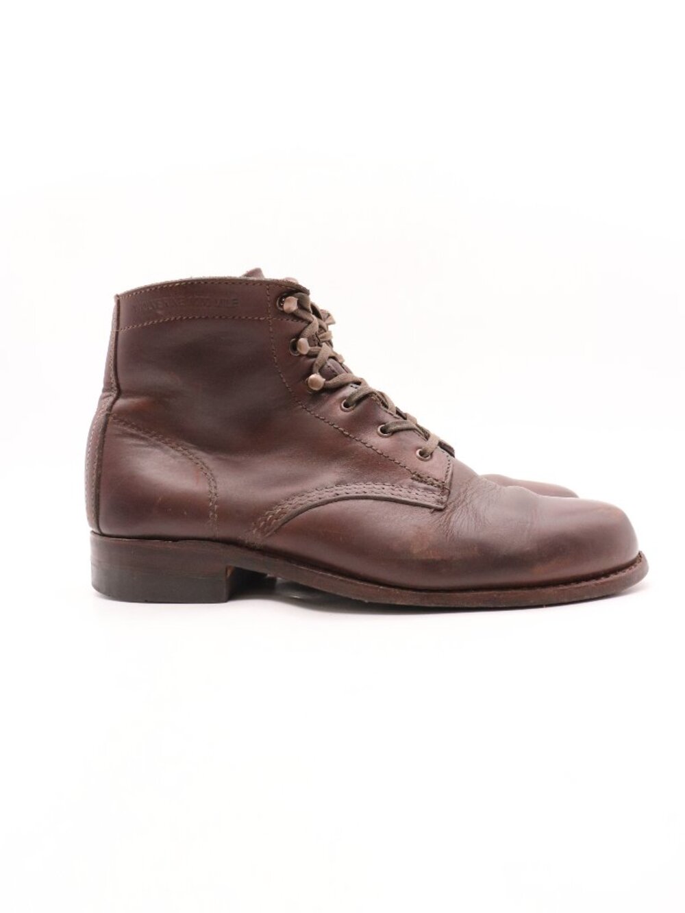 Wolverine 1000 Mile Men's Size 8 B Plain Toe Boots Leather Brown USA Lace Up